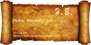 Hohn Borbála névjegykártya